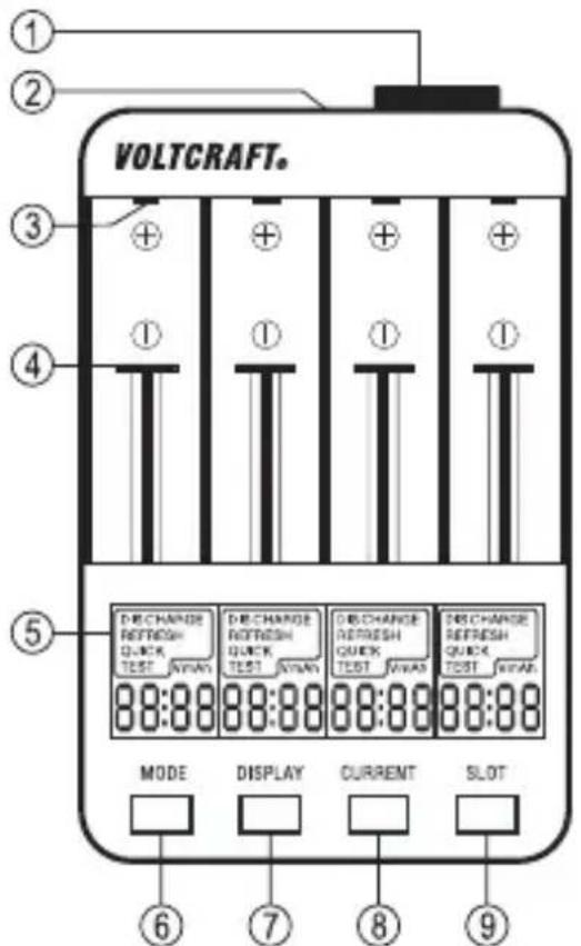 VOLTCRAFT IPC3 for cylindrical cells Liio - DESCRIPTION OF INDIVIDUAL PARTS - 1