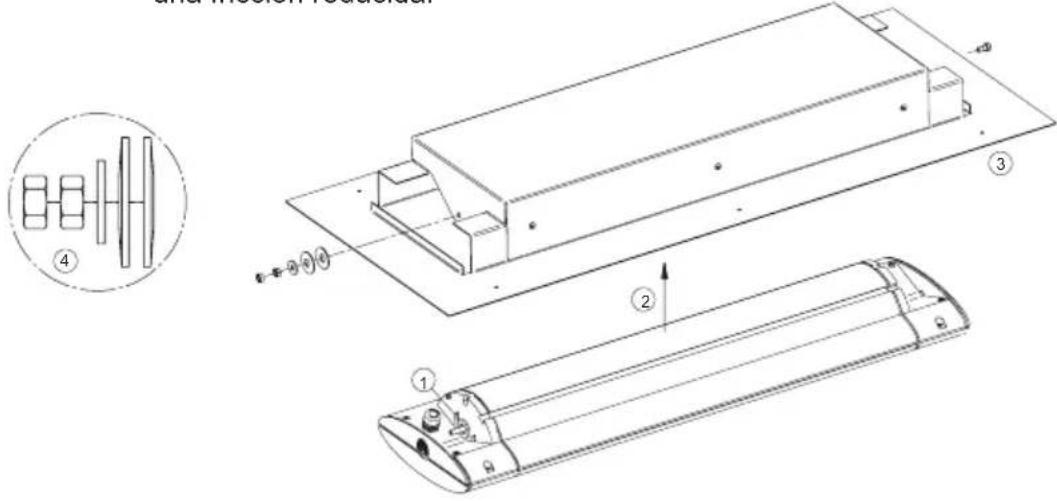 Etherma Solamagic SMS1PLUS1400T - Paso 1: Atornillar el aparato con la cubierta - 1
