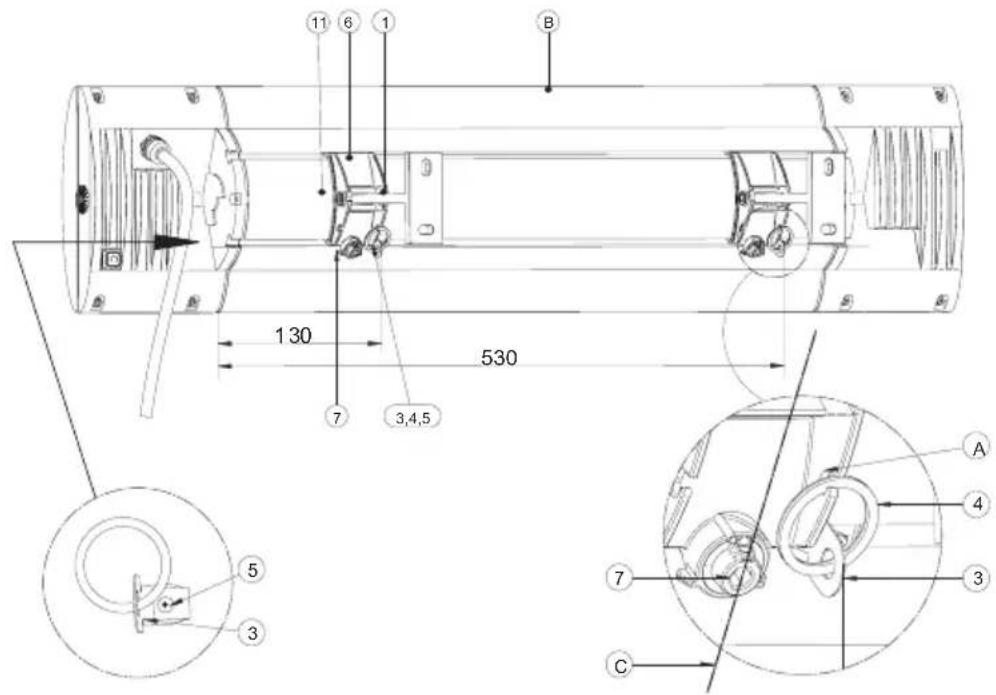 Etherma Solamagic SMS1PLUS1400T - Attenzione: non esendo presente alcuna battuta di rotazione, non girare di 180^ , non ruotare eccessivamente il disposativo di serraggio! - 1