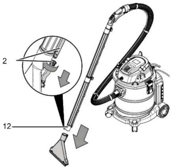TROTEC VC 1200W - Démontage/montage de la buse sur le tube d'aspiration : - 1