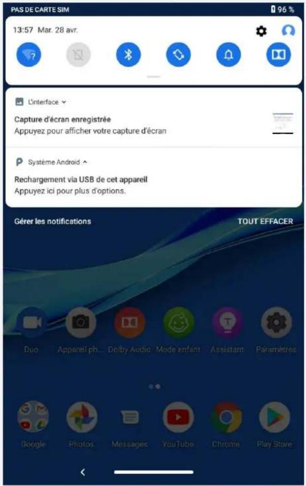 LENOVO Tab M8 FHD - Notifications et paramètres rapides - 1