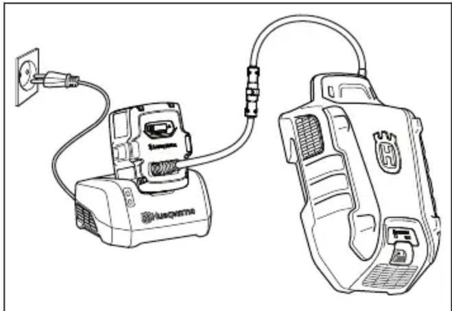 HUSQVARNA LB 553iV - Заряджання багатоблочного акумулятора - 1