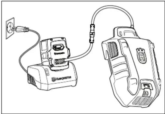HUSQVARNA LB 553iV - Φόρτιση της πολυμπαταρίας - 1