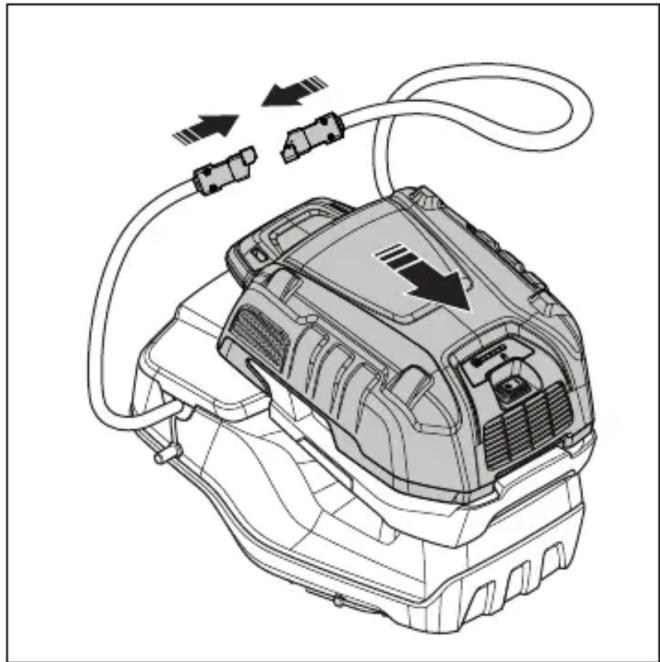 HUSQVARNA LB 553iV - Extracción e instalación de la batería múltiple (accesorio) - 7