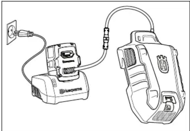 HUSQVARNA LB 553iV - Polnjenje baterijskega sklopa - 1