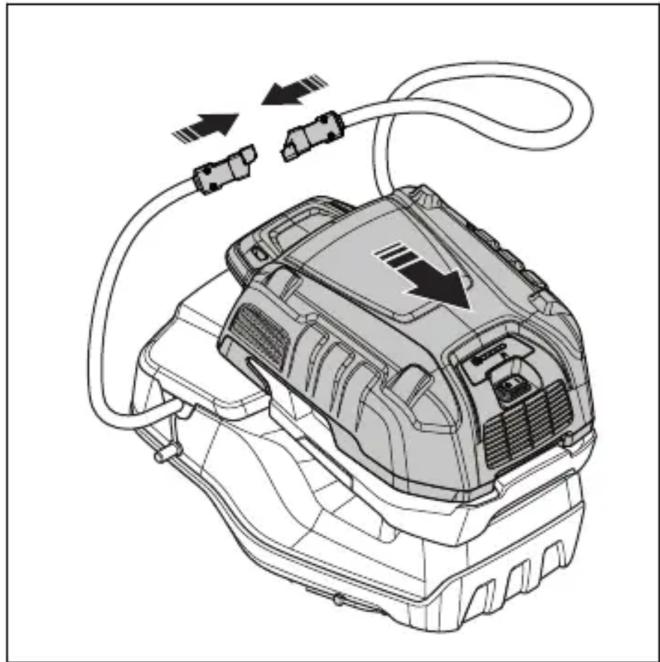 HUSQVARNA LB 553iV - A többmodulos akkumulátor (tartozék) be- és kiszerelése - 7