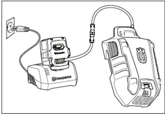 HUSQVARNA LB 553iV - Ładowanie pakietu akumulatorów - 1