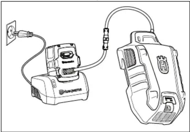 HUSQVARNA LB 553iV - Sådan oplades multibatteriet - 1