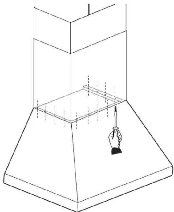 THERMADOR DC3089W - Fijación de la extension telescopica de la campana de pared de la chimenea de la série Thermador Professional - 6