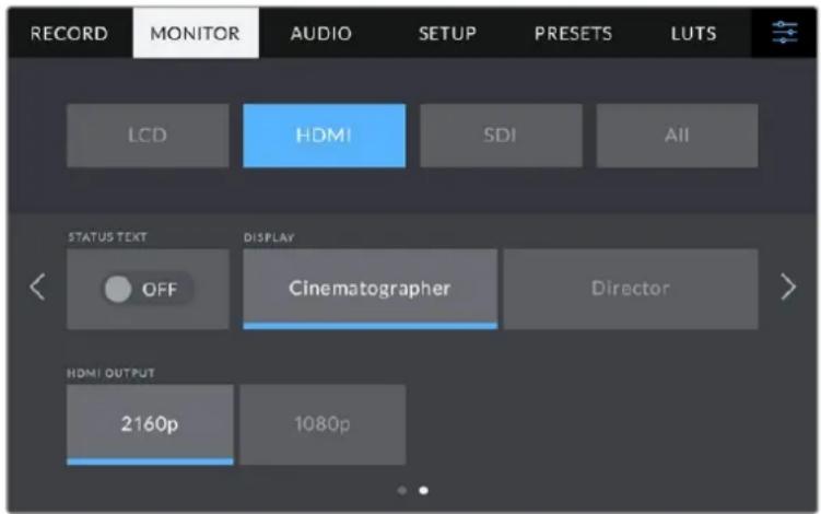 Blackmagic Design Studio Camera 4K Pro - HDMI Monitor Settings Page 2 - 1