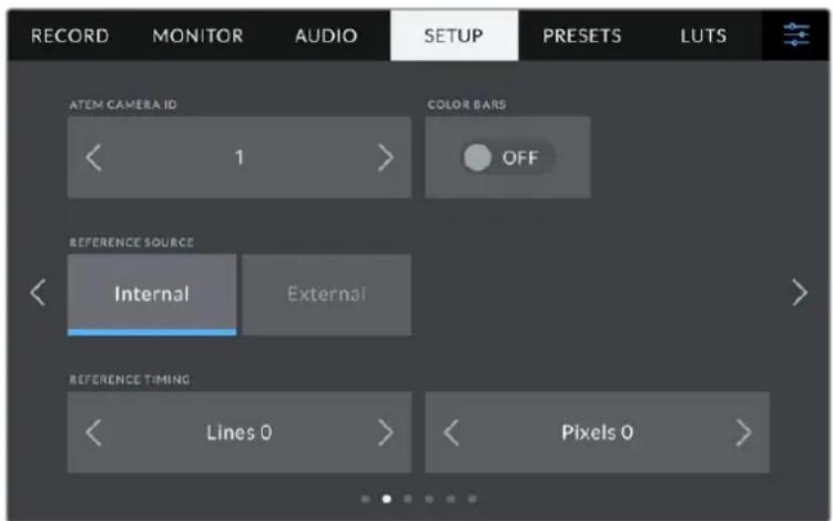 Blackmagic Design Studio Camera 4K Pro - Setup Settings Page 2 on Blackmagic Studio Camera 4K Pro - 1