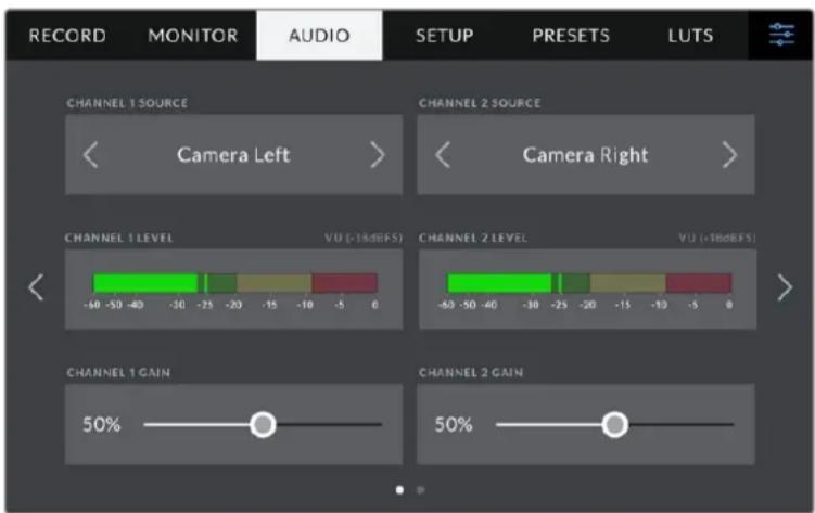 Blackmagic Design Studio Camera 4K Pro - Configurações de Áudio - Págrina 1 - 1