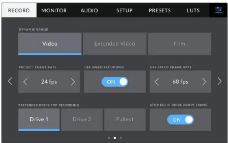 Blackmagic Design Studio Camera 4K Pro - Record Settings Page 2 - 1