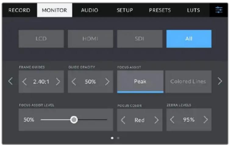 Blackmagic Design Studio Camera 4K Pro - All Monitor Settings Page 1 - 1
