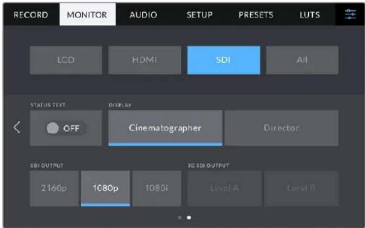 Blackmagic Design Studio Camera 4K Pro - SDI Monitor Settings Page 2 - 1