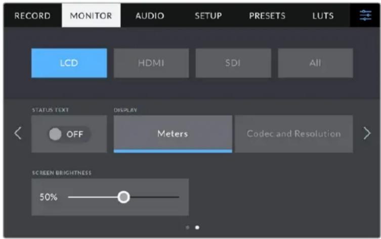 Blackmagic Design Studio Camera 4K Pro - LCD Monitor Settings Page 2 - 1