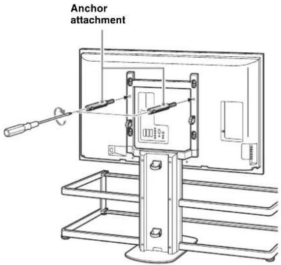 SONY SUFL61 - Secure the TV and the TV Stand with the two anchor attachments. - 1