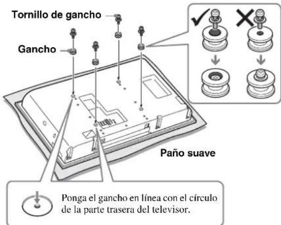 SONY SUFL61 - Fije los cuales ganchos en la parte trasera del televisor. - 1