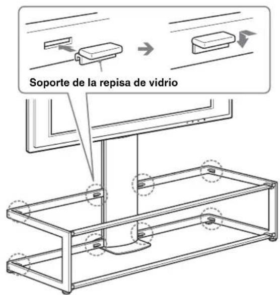 SONY SUFL61 - Fije al armazón los ochosoportes de la repisa de vidrio. - 1