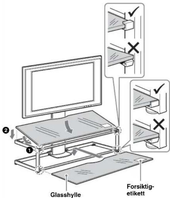 SONY SUFL61 - Installer den nederste glasshylen først, og installer deretter den overste glasshylen. - 1