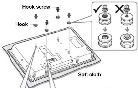 SONY SUFL61 - Attach the four hooks on the rear of the TV. - 1