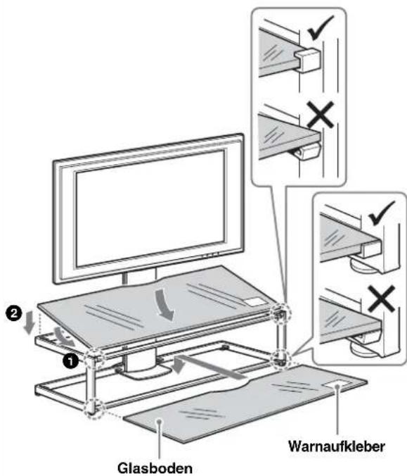 SONY SUFL61 - Bringen Sie zuerst den unteren und dann den oberen Glasboden an. - 1