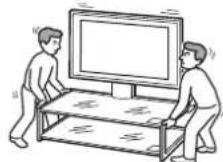 SONY SUFL61 - Du mä ikke flytte tv-bordet, mens tv'et er monteret, eller mens der findes tilsluttet udstyr på hylderne. - 1