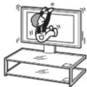 SONY SUFL61 - Lehnen und hängen Sie sich nicht an das Fernsehgerät, wenn das Fernsehgerät am Fernsehstandern montiert ist. - 1