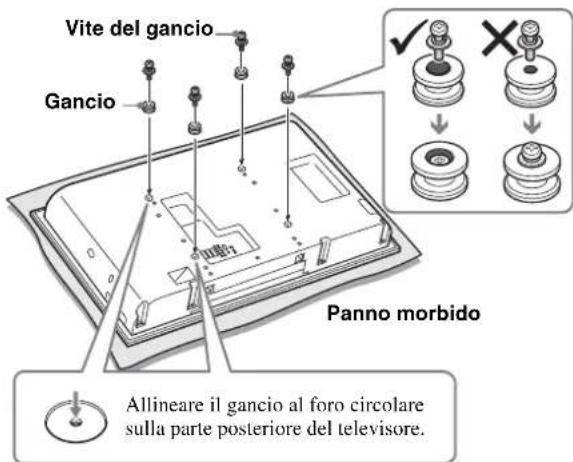 SONY SUFL61 - Fissare i quattro ganci sulla parte posteriore del teilevisore. - 1