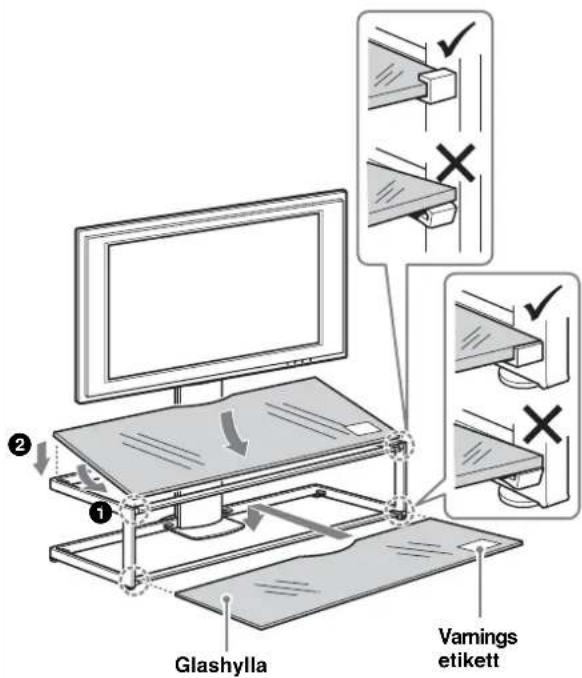 SONY SUFL61 - Montera Först den undre glashyllan och sedan den övre glashyllan. - 1