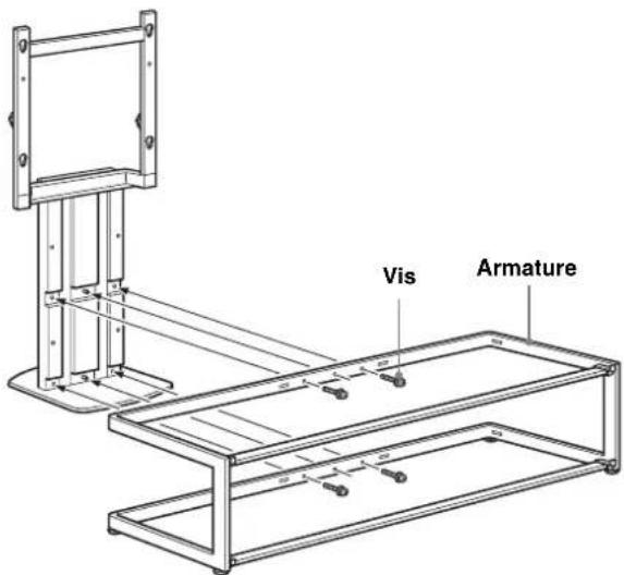 SONY SUFL61 - Fixez le pilier central à l'armature. - 1