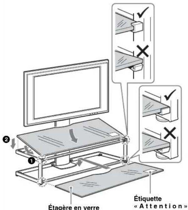 SONY SUFL61 - Installez tout d'abord l'étagère en verre inférieure, puis l'étagère en verre supérieure. - 1