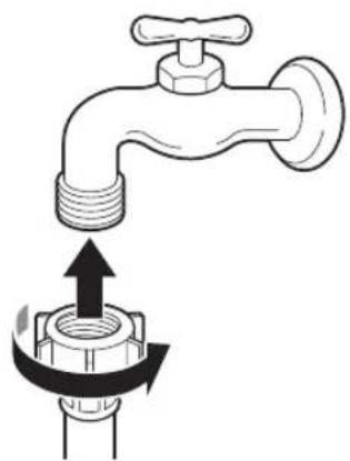 LG F4V3VYPKPE - Connecting the Hose to the Water Tap - 1