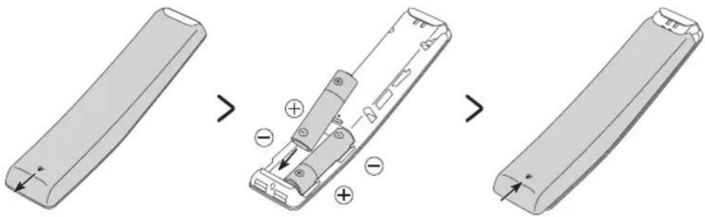 SAMSUNG GQ55Q80RGT - Installing batteries into the Samsung Smart Remote - 1