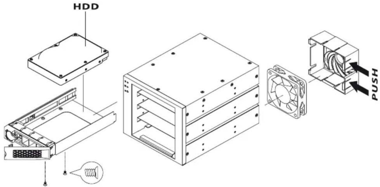 Icy Box IB554SSK - Instalación de disco duro y ventilador - 1
