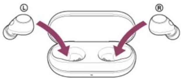 SONY WFC700N - Installez les unités du casque dans l'étui de recharge. - 1