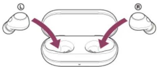 SONY WFC700N - Installez les unités du casque dans l'étui de recharge. - 1