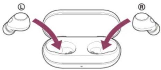 SONY WFC700N - Installez les unités du casque dans l'étui de recharge. - 1