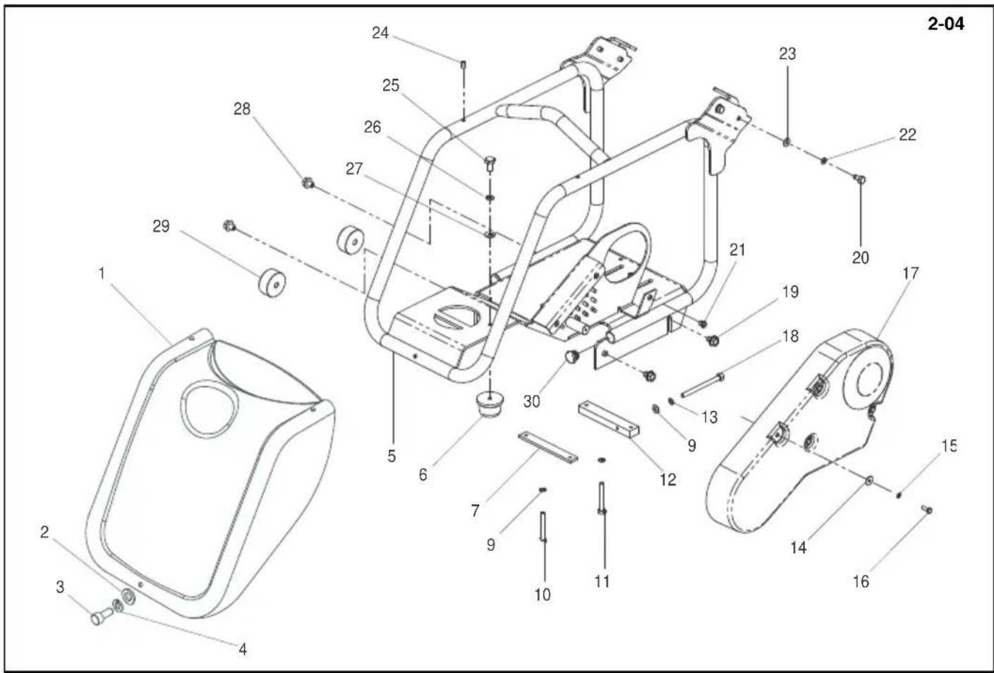 Lescha BELLE PCX 450 - Grondplaat en Voordeksel (Honda / Robin), Sohlplatte und Frontabdeckung (Honda / Robin), 2-03   Fundamentplade en Forreste kappe (Honda / Robin), Piastra di Base e Copertura anteriore (Honda / Robin)  071435 (UK) - 1