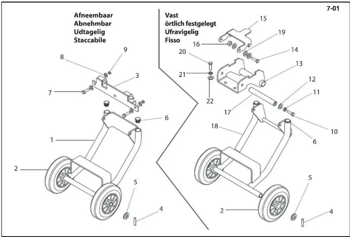 Lescha BELLE PCX 450 - Transporter Attachments (Fabricated Baseplate), Fixation de transporteur (Elements du patin faconné), 7-01 Conexión para transporteur (Plancha base de soldadura), Conexión para transporteur (Placa base maquinada) - 1