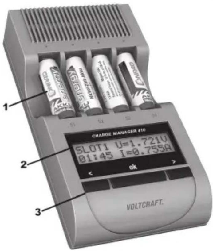 VOLTCRAFT Charge Manager 410 - DISPLAY AND OPERATING ELEMENTS - 1
