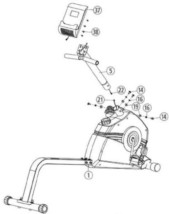 Christopeit RS 100 - Step 3: Attach the computer holder (5) and Computer (37). - 1