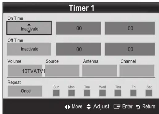 SAMSUNG UE32C8000XW - Setting the On / Off Timer - 1