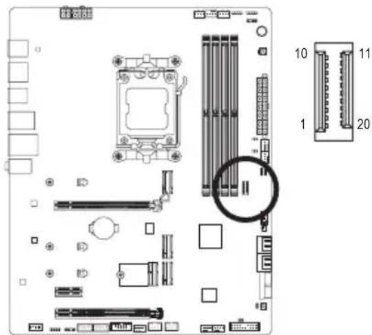 GIGABYTE B650 AERO G - 15) F\_U320G (USB 3.2 Gen 2x2に対応する USB Type-®ヘッダ) - 1