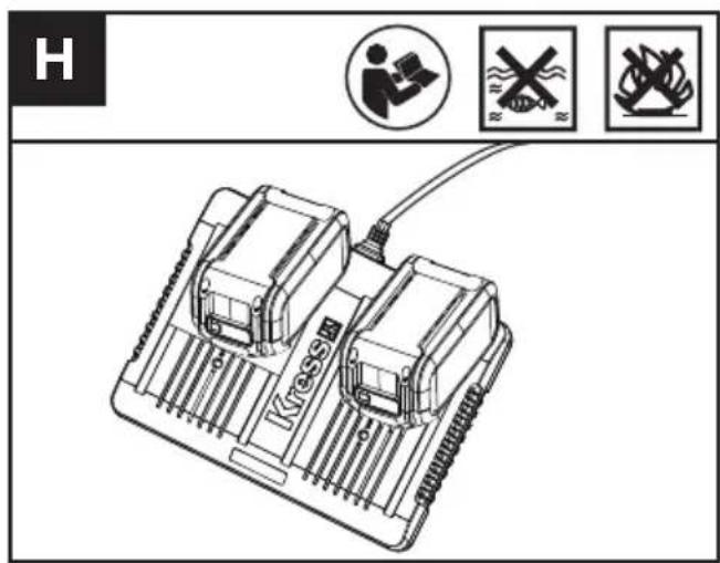 KRESS KG346 - OPLAD BATTERIET (Se Fig. H) - 1