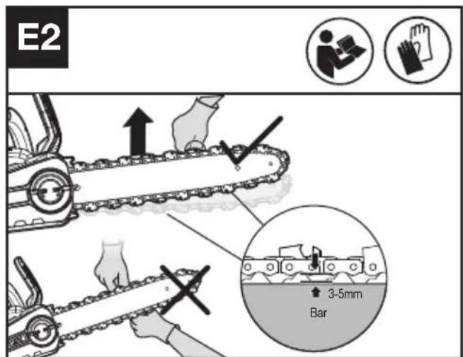 KRESS KG346 - SPÄNNING AV SÄGKEDJA (Se figur E1, E2) - 3