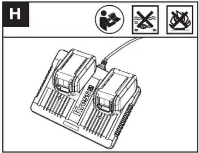 KRESS KG346 - LADDNING AV BATTERIPAKETET (SE FIGUR H) - 1