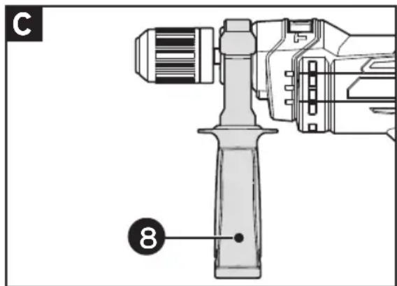 Gamma KB900 - Monteren van de zijhandgreep FIG. B. (8) - 1