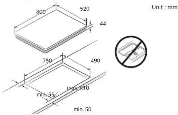 SAMSUNG NZ85C6057KK - Installing the hob - 2