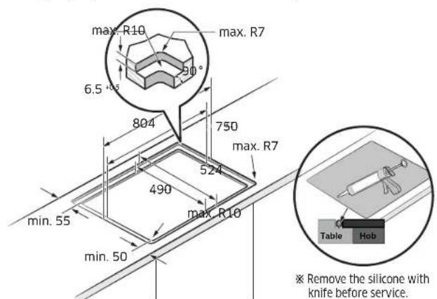 SAMSUNG NZ85C6057KK - Installing the hob - 4